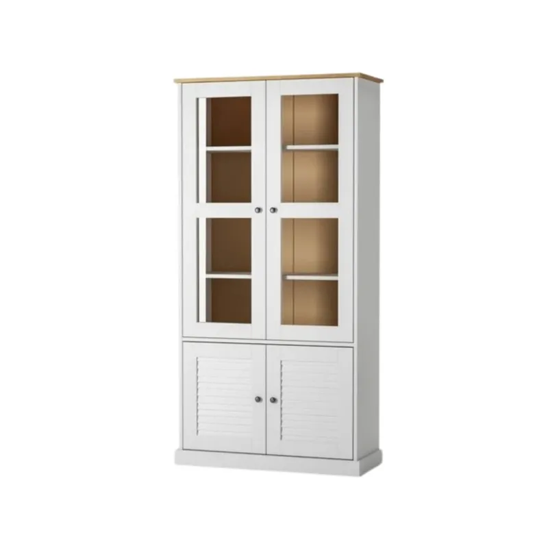 Cristalero - 4 Puertas - Línea Oslo - Blanco en Blanco - Bibliotecas, Uruguay | Ecowood