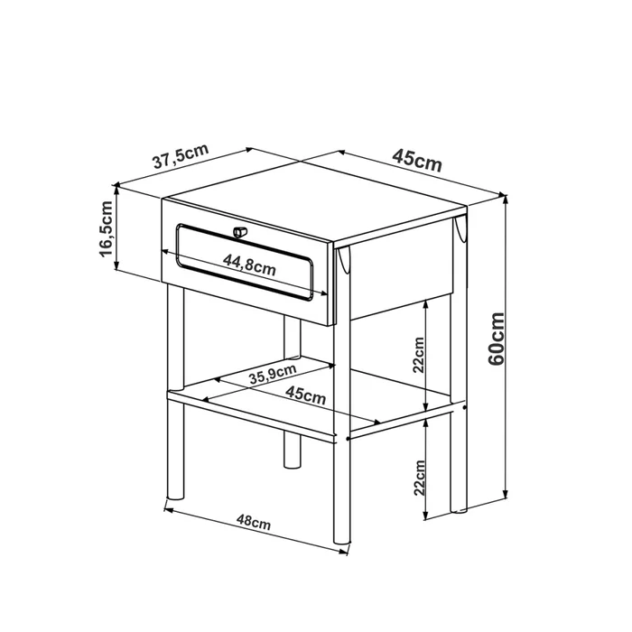 Mesa de Luz Oslo - 1 Cajon - Natural con tejido en Marrón - Mesas de luz, Uruguay | Nyr, vista 6