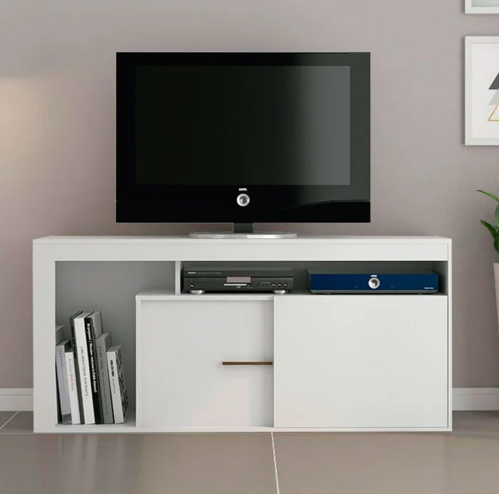Rack Tv Living Hasta Led 43 Estantes 1 Puerta Blanco Lugano en Blanco - Muebles para TV, Uruguay | Soy Hogar, vista 2