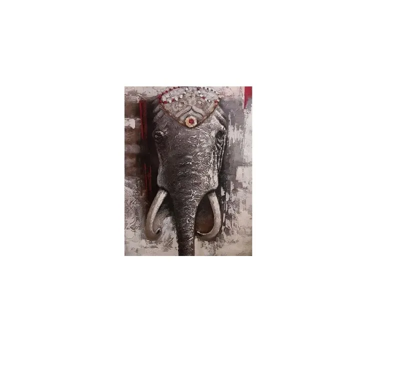 Oleo Decorativo Elefante India Chico en Gris - Decoración de pared, Uruguay | Finkel