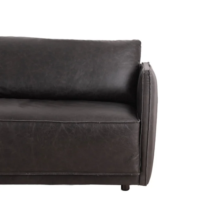 Sillón C/chaise Izquierdo 3 Cuerpos Cuero-100-natural Negro Romeo Tp3 La Paz en Negro - Sillones y sofás, Uruguay | Divino, vista 5
