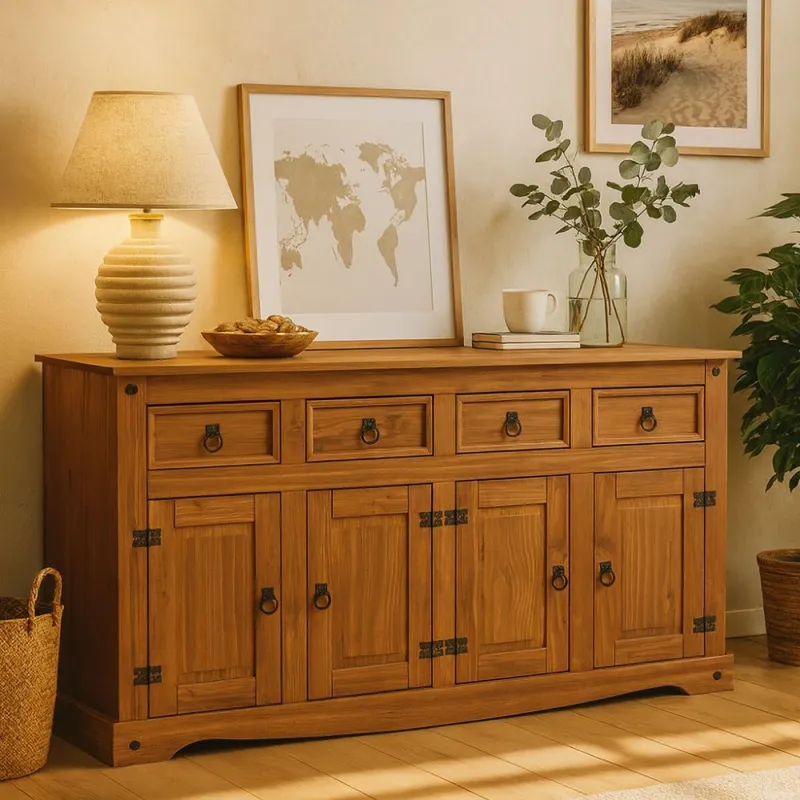 Aparador 4P 4C Línea Naturale - Blanco/Roble en Multicolor - Aparadores y recibidores, Uruguay | La Cueva Muebles