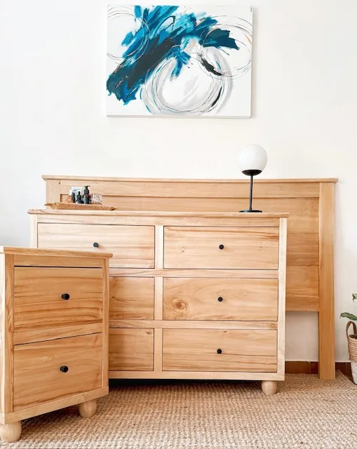 Juego de dormitorio completo en Madera natural - Dormitorio, Uruguay | Decoramuss
