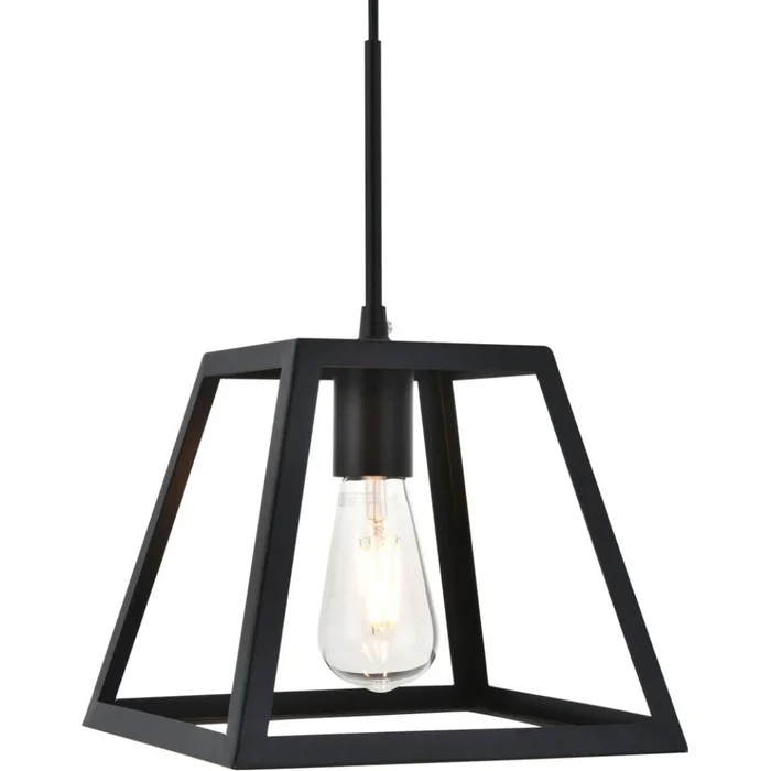 Colgante trapecio 1 lámpara negro 21cm E27 en Negro - Lámparas colgantes, Uruguay | Iluminica, vista 3