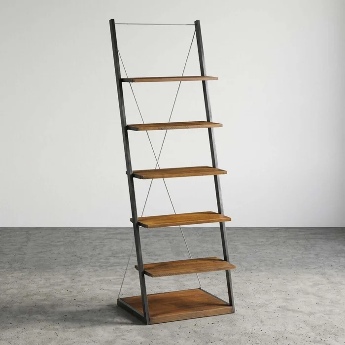 Estanteria Marrón Madera Y Metal York en Marrón - Bibliotecas, Uruguay | Divino