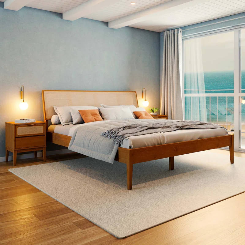 Cama 2 Plazas Madera Marron Praga en Amarillo - Dormitorio, Uruguay | Divino, vista 4
