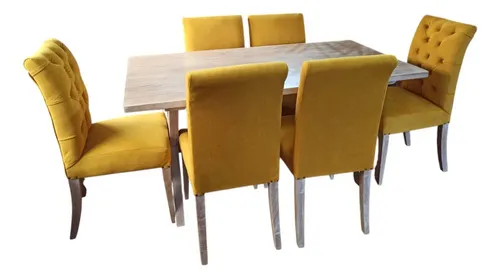 Juego De Comedor Madera Maciza Ozark Cruceta Con 6 Sillas A Eleccion en Mostaza - Mesas de comedor, Uruguay | Ozark Home
