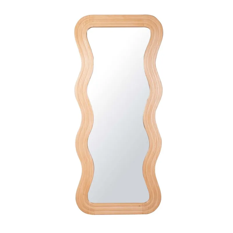 Espejo Disco 74x170cm Madera-de-mango Natural-beige Crudo en Blanco - Espejos, Uruguay | Divino
