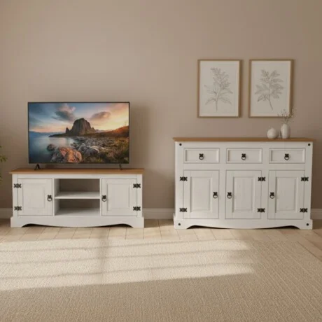 Promo Rack de Tv + Aparador Linea Naturale - Blanco/Roble en Multicolor - Muebles para TV, Uruguay | La Cueva Muebles, vista 6