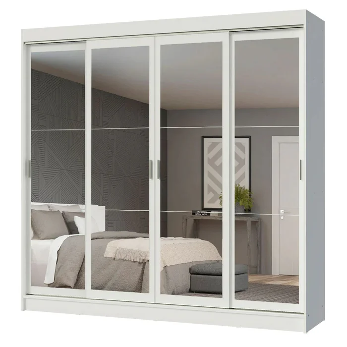 Ropero Placard Matrimonial Austin 4 Puertas Corredizas 215cm con 4 Esp en Blanco - Roperos y placares, Uruguay | Balton, vista 3