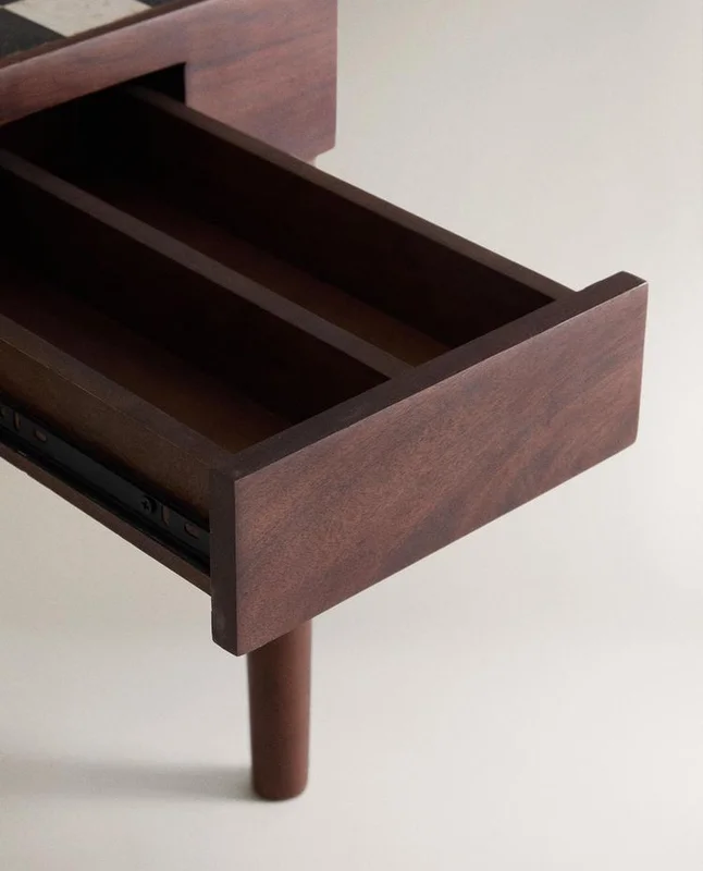 MESA AUXILIAR TECA TABLERO AJEDREZ MÁRMOL en Marrón - Mesas de living, Uruguay | Zara Home, vista 7