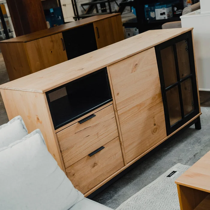 Aparador Bargueño Rack Living Comedor Madera Maciza - Línea Denver en Madera natural - Muebles para TV, Uruguay | Ecowood, vista 2