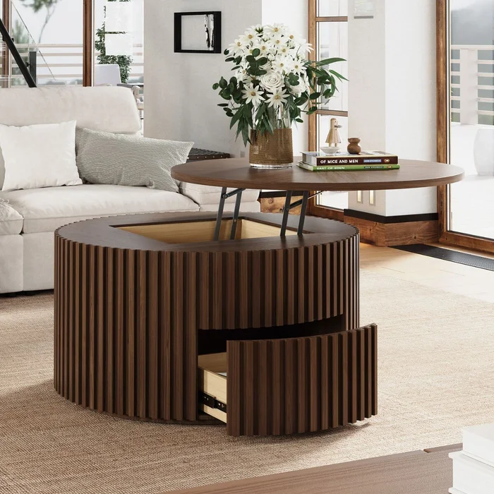 MESA DE CENTRO 3D Nogal CIRCULAR en Marrón - Mesas de comedor, Uruguay | Viasono, vista 2