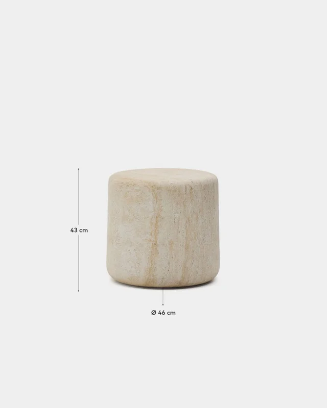 Mesa auxiliar Drasi de cemento con acabado efecto travertino - Ø46 cm en Beige - Mesas de arrimo, Uruguay | Kavehome, vista 8