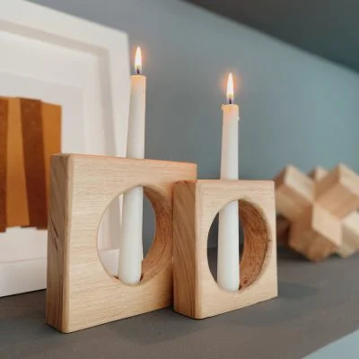 Candelabros cuadrados x2 en Madera natural - Velas y Portavelas, Uruguay | Dreams On Time, vista 5