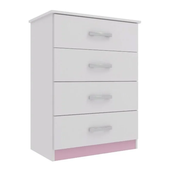 Comoda Cajoneras Dormitorio Infantil 4 Cajones rosada if04 en BLANCO/ROSA - Sillones y sofás, Uruguay | Soy Hogar