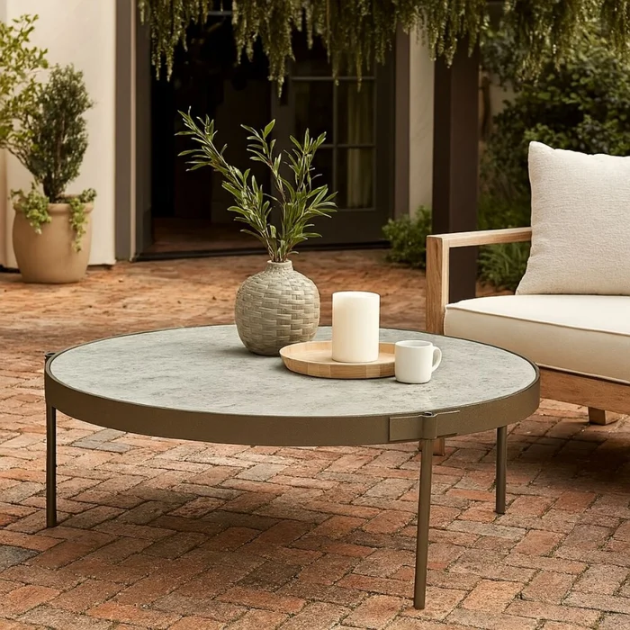 MESA DE EXTERIOR BELT Gris CIRCULAR en Gris - Mesas de comedor, Uruguay | Viasono