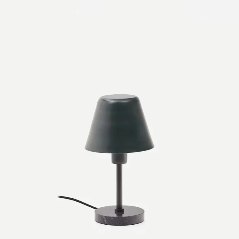 Lámpara de mesa Calina de metal verde y mármol negro en Verde - Lámparas de mesa, Uruguay | Kavehome