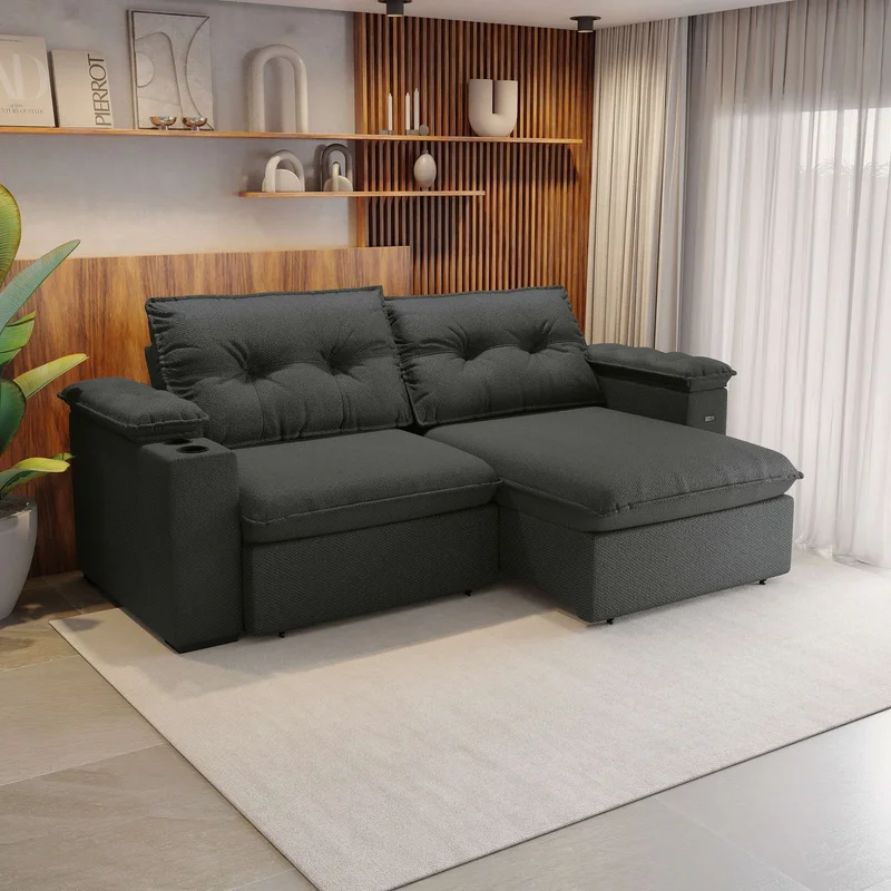 Sofa Zandon 260CM - Retractil/Reclinable en Lino Arena A085 - Sillones y sofás, Uruguay | Balton, vista 25