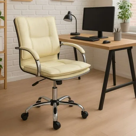 Silla de oficina Donna - Beige en Beige, Uruguay | La Cueva Muebles