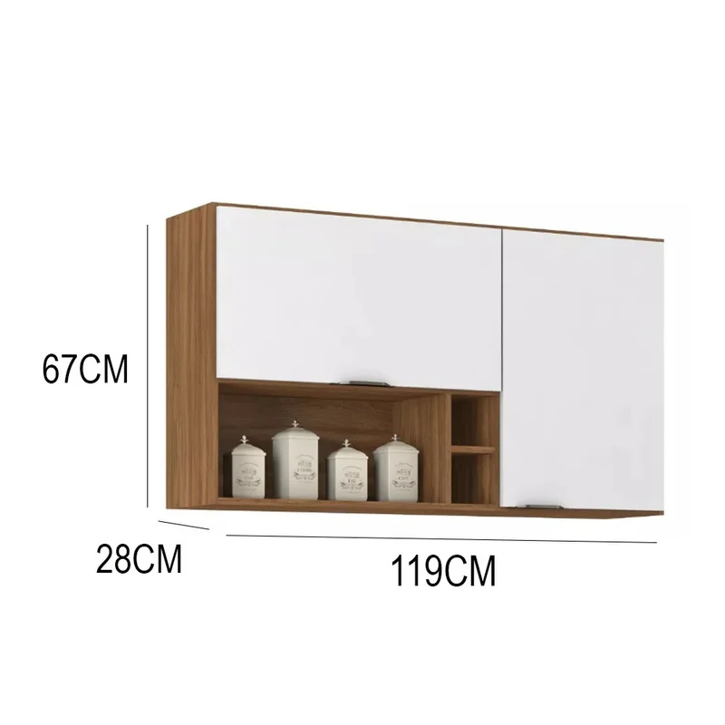 Mueble Aereo Alto De Cocina 2 Puertas Y Estantes en Multicolor - Muebles, Uruguay | Soy Hogar, vista 3