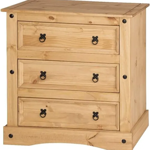 COMODA 3 CAJONES CERA NATURAL P2601 - Cómodas, Uruguay | Alfa Ventas