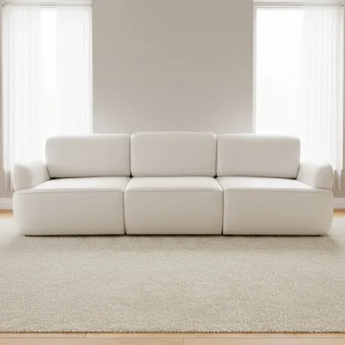 Sofa 4 Cuerpos Cuero-100-natural Natural-beige Iron Marfil en Blanco - Sillones y sofás, Uruguay | Divino