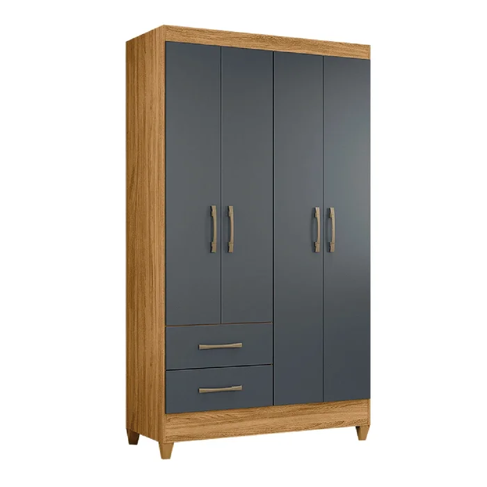 Ropero 4 Puertas 2 Cajones Armario Placard Con Estantes Freijo Gris en Freijó Gris - Roperos y placares, Uruguay | Muebles Express