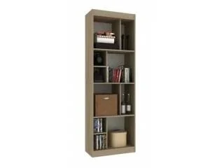 Biblioteca con reparticiones 60x181x30 NOGAL en Avena/Blanco - Living, Uruguay | Que Sal Muebleria, vista 2