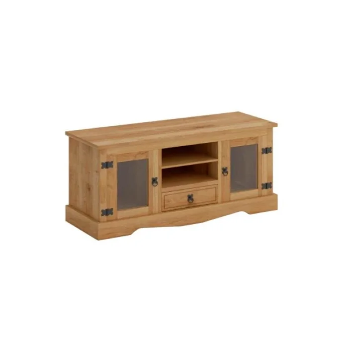Rack 2 Puertas Vidrio Línea Monterrey - Natural en Madera natural - Muebles para TV, Uruguay | Ecowood, vista 6