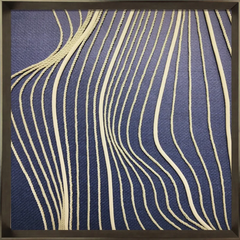 CUADRO EN TELA ABSTRACTO FONDO AZUL MARCO MADERA en Azul - Decoración de pared, Uruguay | Champagne Home
