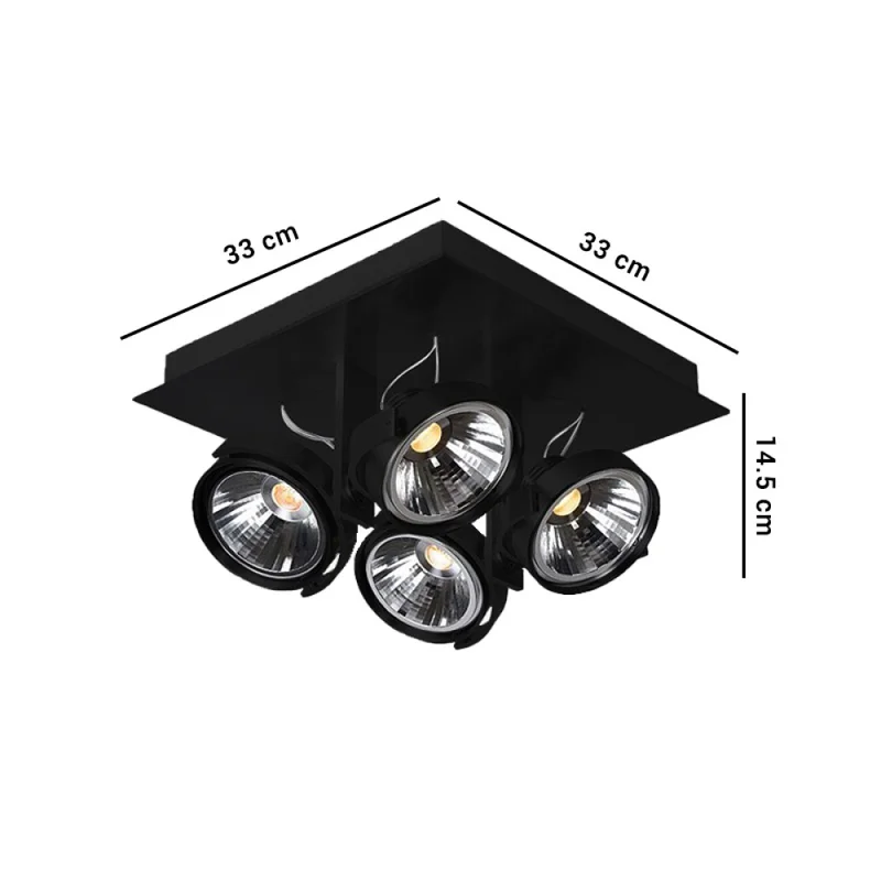 Luminaria de techo Mercia Cuadruple Negro en Blanco - Lámparas colgantes, Uruguay | Serlux, vista 4