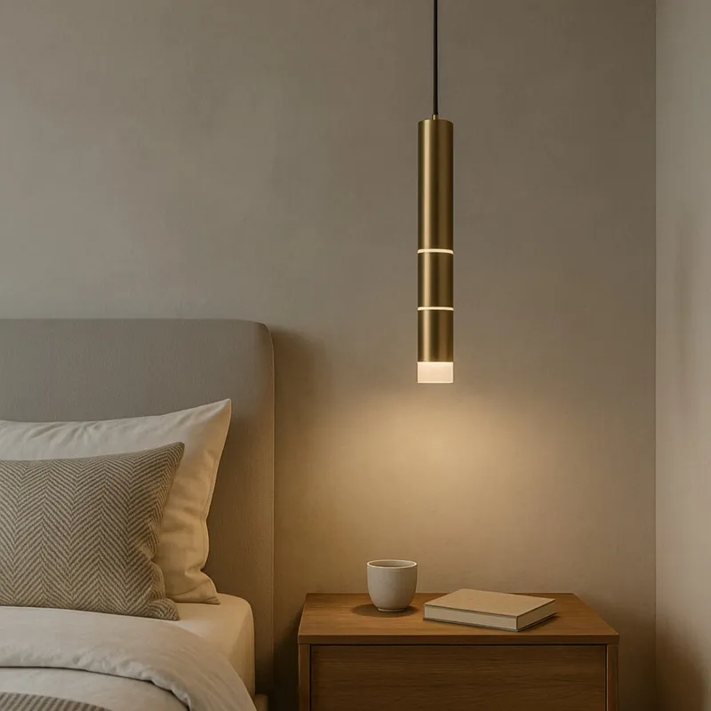 Colgante led rotativo tubular dorado 7 posiciones de luz 3000K 10W en Amarillo - Lámparas colgantes, Uruguay | Iluminica