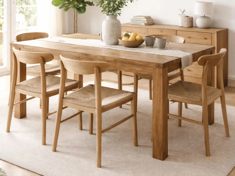 Mesa de Comedor LÍNEA DE CAMPO 1.40m en Madera natural - Mesas de comedor, Uruguay | Finkel, vista 3