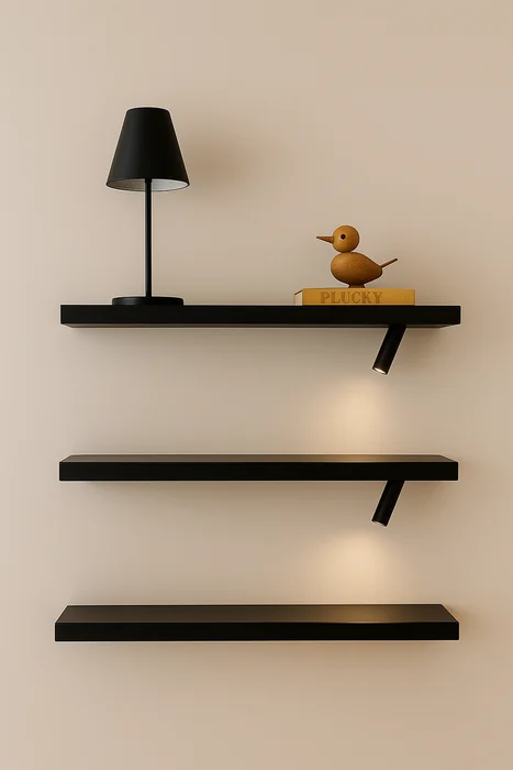 Estante con dos luces 90cm en Negro - Lámparas de mesa, Uruguay | Simple Deco