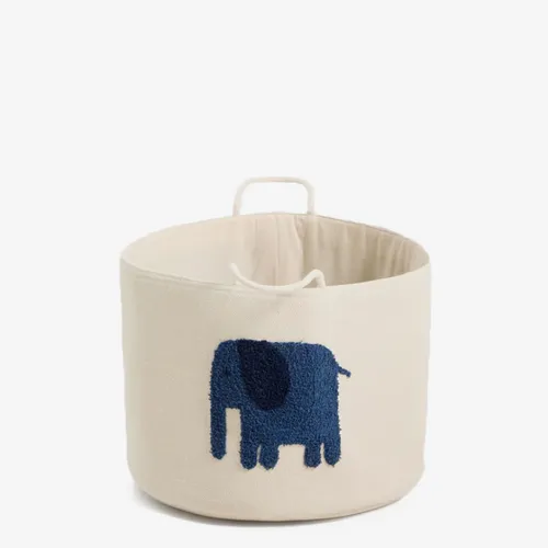 Cesta Tandani de algodón beige con elefante azul 30 cm en Beige - Canastos, Uruguay | Kavehome