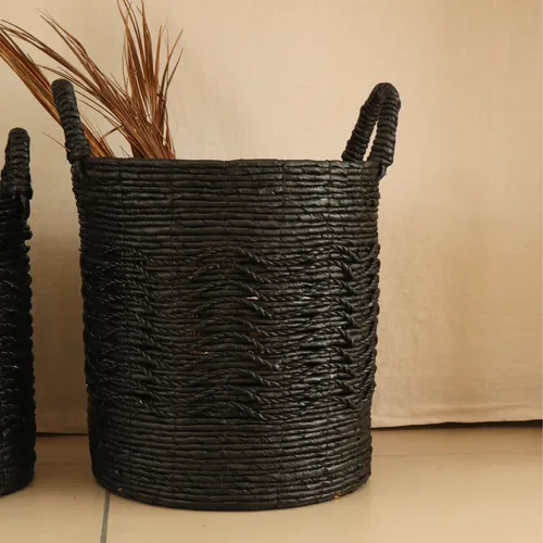 Canasto de Fibra de Banana Nigble S | Casakos en Negro - Butacas, banquetas y puffs, Uruguay | Casakos