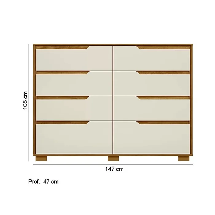 Comoda Cajonera 8 Cajones Combinada Con Patas Dormitorio en Beige - Cómodas, Uruguay | Soy Hogar, vista 2