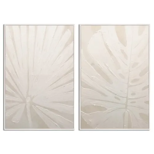 SET 2 CUADROS 40x60cm MARCO PINTURA PLANTAS en Beige - Decoración de pared, Uruguay | Decohogar