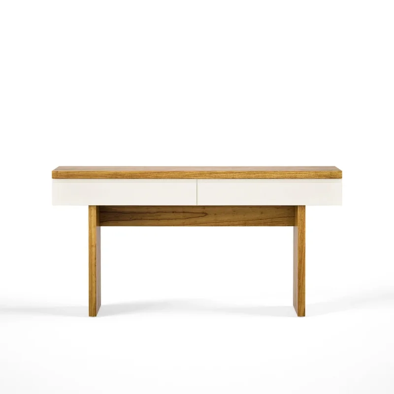 Mesa de Arrime Aparador 2 Cajones SUD - Linea Nevada - Off White / Cinamomo en Multicolor - Mesas de arrimo, Uruguay | Ecowood, vista 4