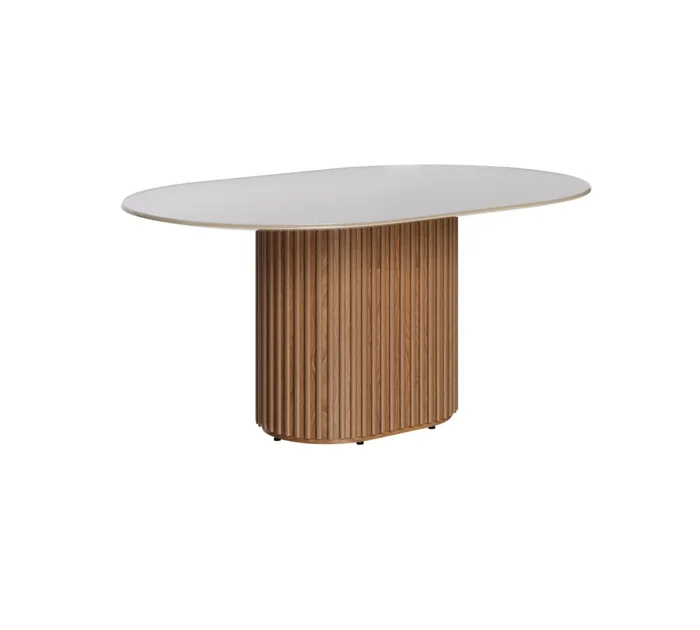 Mesa de Comedor 1.6 Oval - Línea Manhattan - Blanco/Marrón - Mesas de comedor, Uruguay | Rústico Hogar