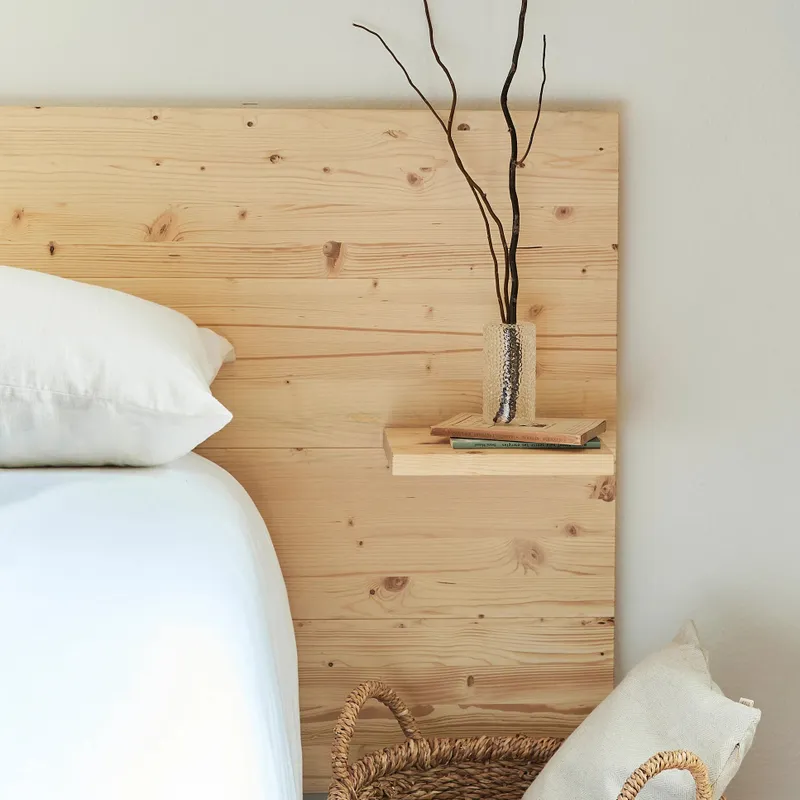 Cabecero con mesitas de noche Nala en Madera natural - Respaldos de cama, Uruguay | Treehouse Deco