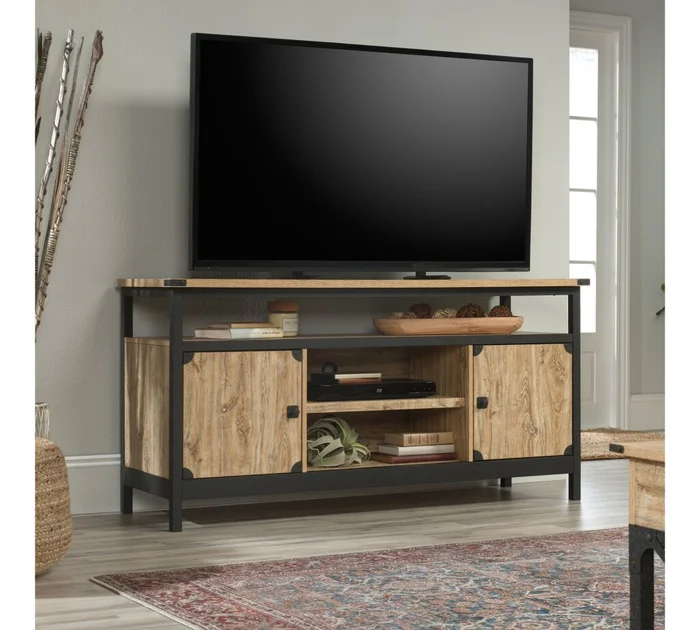 Rack para TV - Sauder - Linea Steel River - Natural en Madera natural - Muebles para TV, Uruguay | Rústico Hogar
