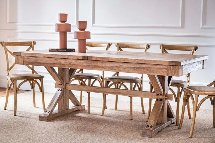 MESA COMEDOR EXTENSIBLE - 2.00 A 2.80 MTS - OLMO en Madera natural - Mesas de comedor, Uruguay | La Iberica, vista 4