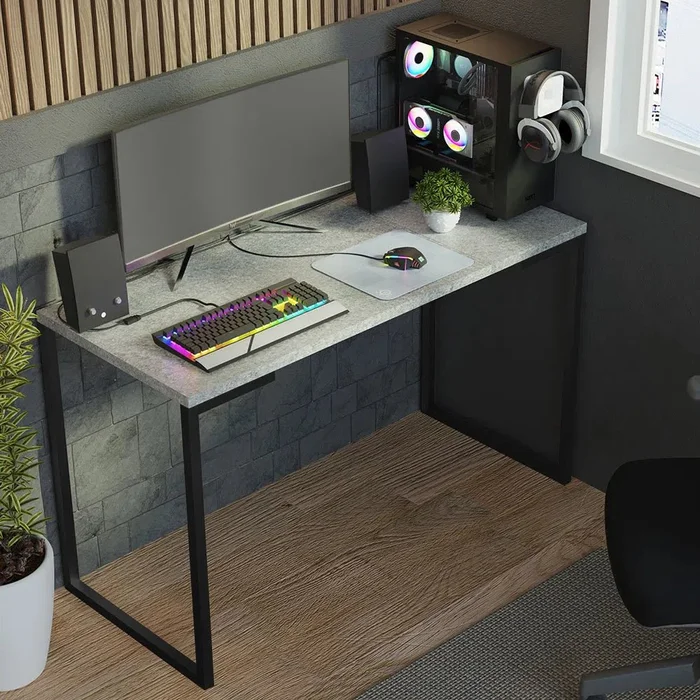 Mesa de escritorio Industrial Madera y Hierro 120cm en Negro - Escritorios, Uruguay | Balton, vista 30
