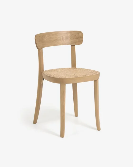 Silla Romane madera de haya acabado natural y chapa de fresno y ratán en Madera natural - Sillas, Uruguay | Kavehome