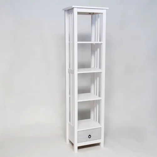 Estantería Angosta FLORA – 1 Cajón en Blanco - Bibliotecas, Uruguay | Igoa