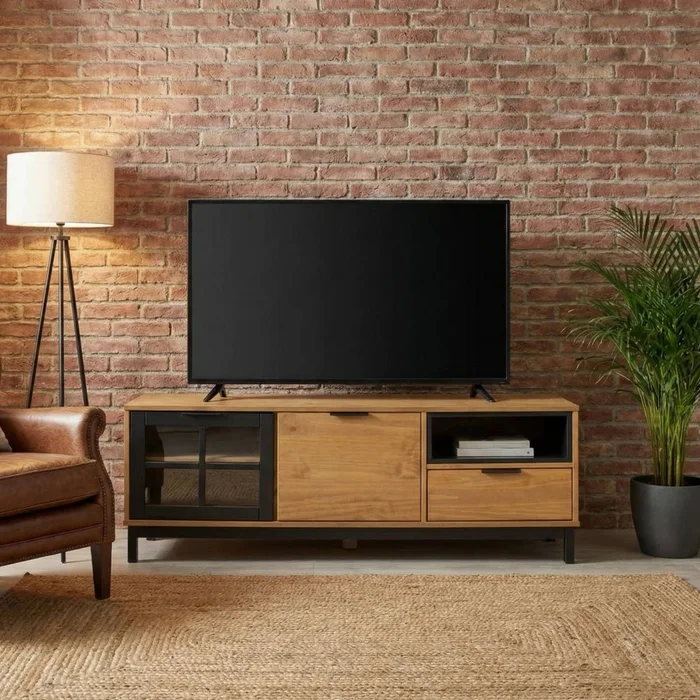 Rack Madera Maciza Línea Denver en Madera natural - Muebles para TV, Uruguay | Ecowood