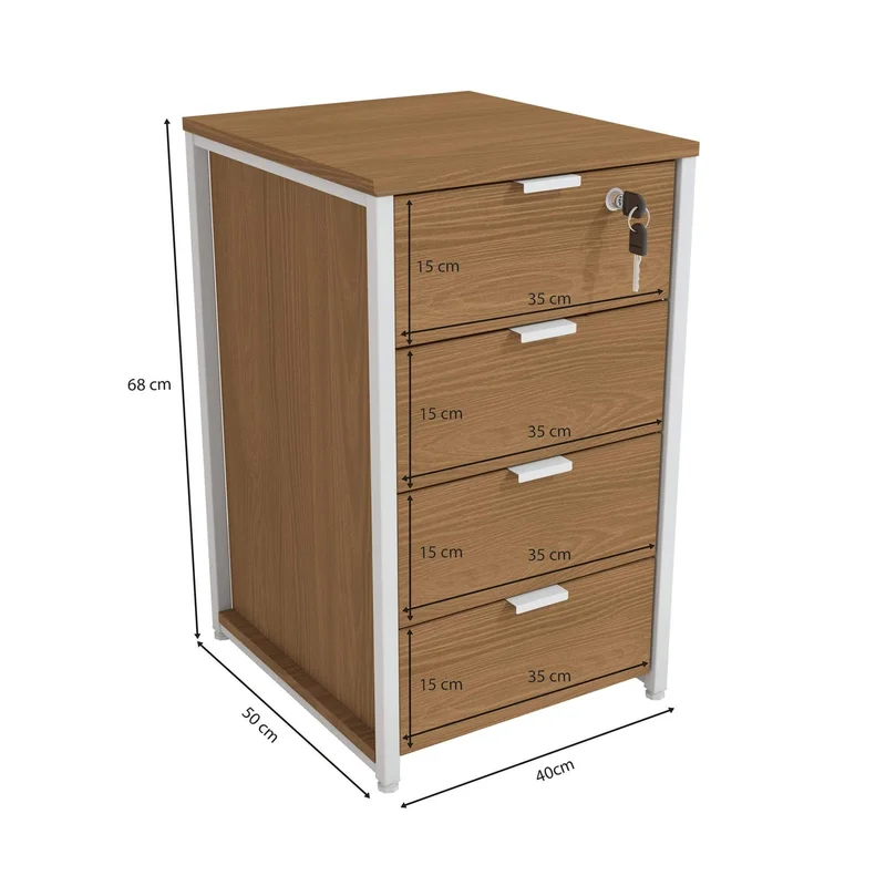 Cajonera con llave - Linea Industrial en Madera natural - Bibliotecas, Uruguay | Balton, vista 7