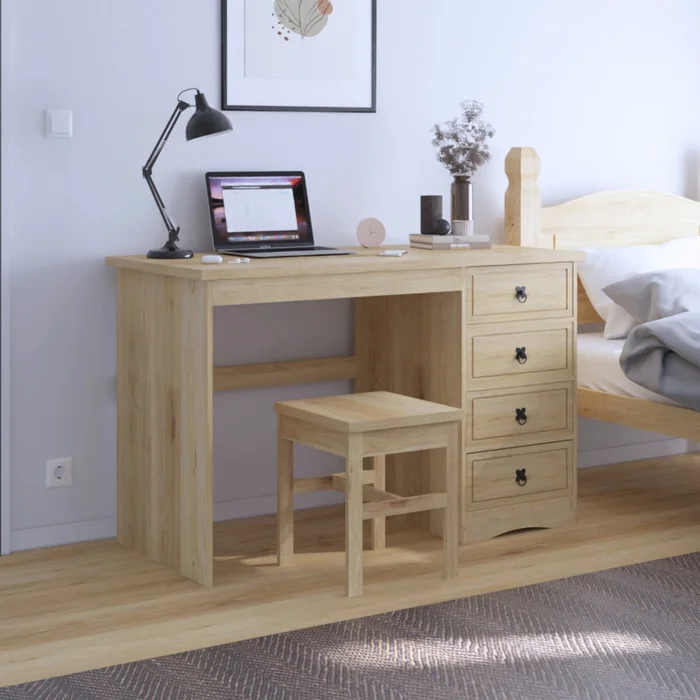 Escritorio 4 Cajones - Linea Mexicana - Natural en Madera natural - Escritorios y sillas de escritorio, Uruguay | Rústico Hogar, vista 3